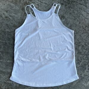 Under Armour White Mesh Gym Tank Top Racerback Workout Ventilated Women's Medium